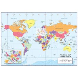 Colour Blind Friendly Political Wall Map of the World - A4 | Stanfords