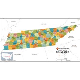 Tennessee State Map - 16.5 X 58.1 Inches - Paper Laminated
