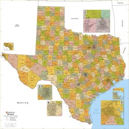 Texas ZIP Code Map with Counties - Extra Large Map | Stanfords