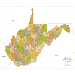 West Virginia ZIP Code Map with Counties - Extra Large Map | Stanfords