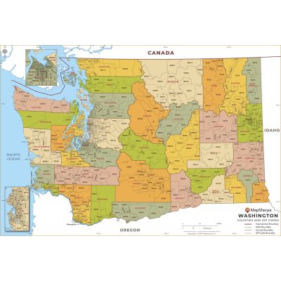 ann.countryページ Washington ZIP Code Map with Counties - Standard Map | Stanfords