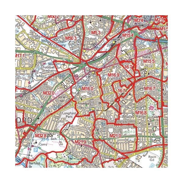 M38 Postcode Manchester - M - Postcode Wall Map | Stanfords