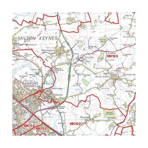 Milton Keynes - MK - Postcode Wall Map | Stanfords