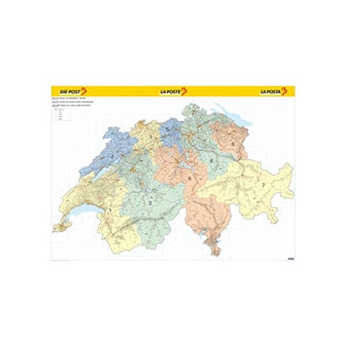 Switzerland K+F Postcode Wall Map Stanfords