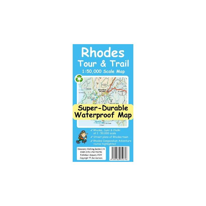 Ted Rhodes Map Rhodes, Greece | Discovery Walking Guides Tour & Trail Map 1:50,000 ...