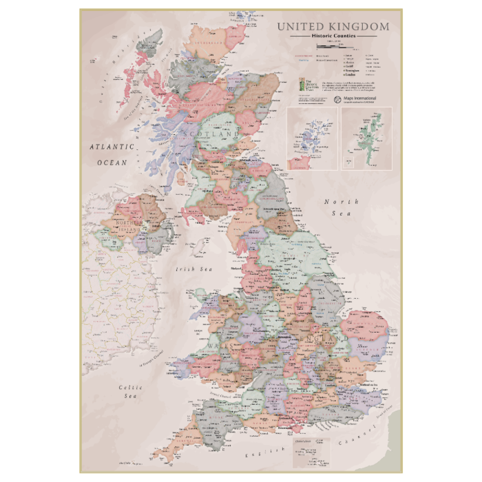 Wall Map of the Historic Counties of the United Kingdom | Stanfords