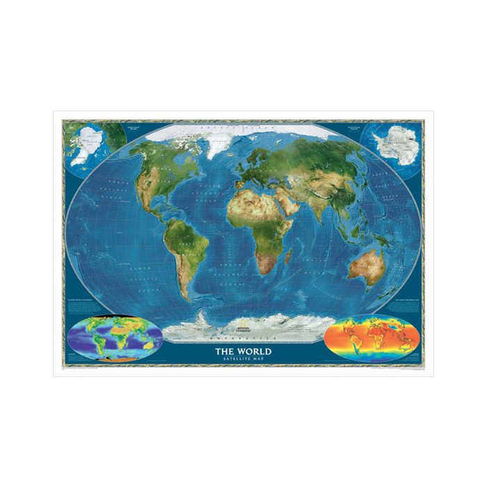 World Satellite Image Ngs Wall Map Paper Stanfords