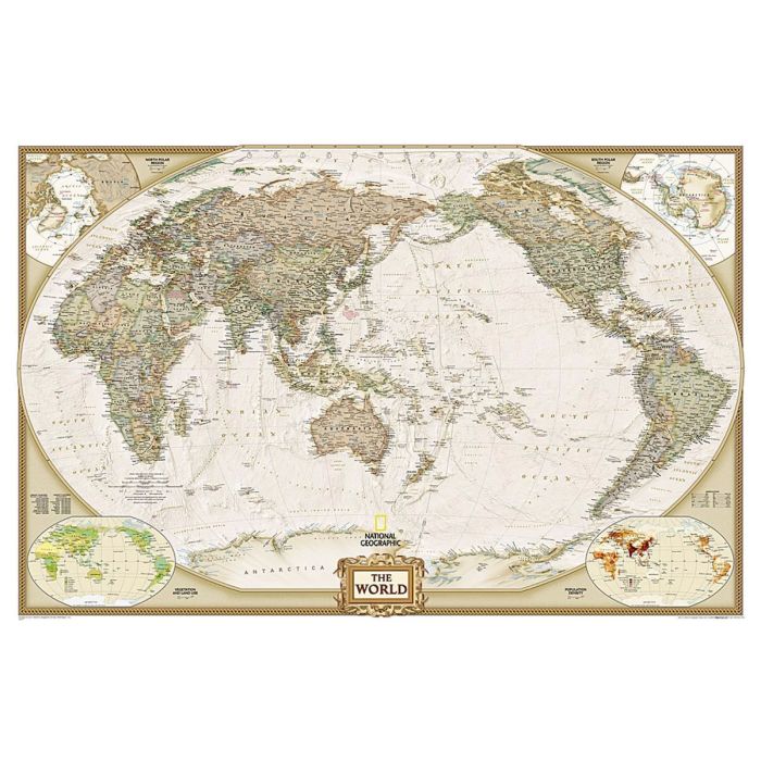 World Ngs Executive Pacific Centered Wall Map Paper Stanfords