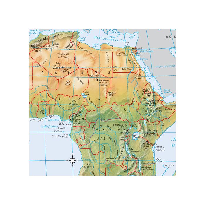 Physical Map Of Africa Rivers