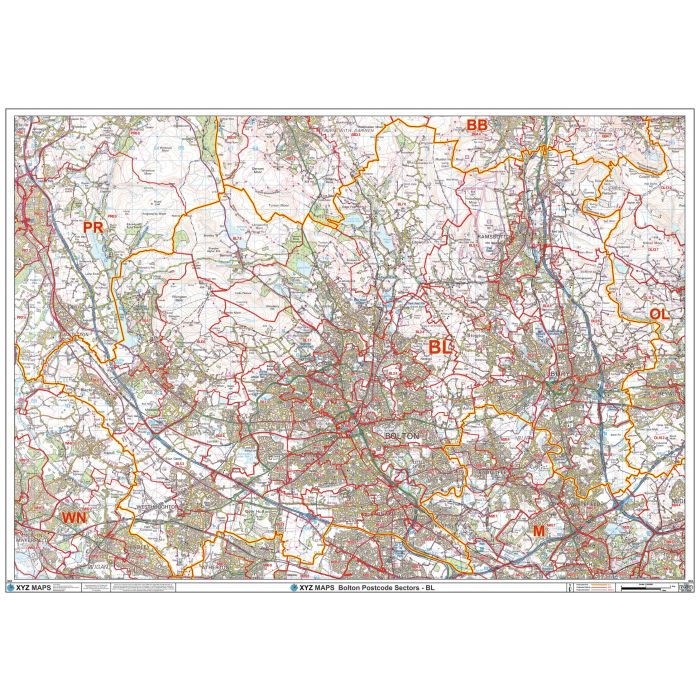 Bolton - BL - Postcode Wall Map | Stanfords
