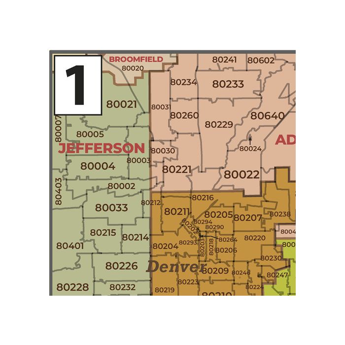 Colorado ZIP Code Map with Counties - Extra Large | Stanfords