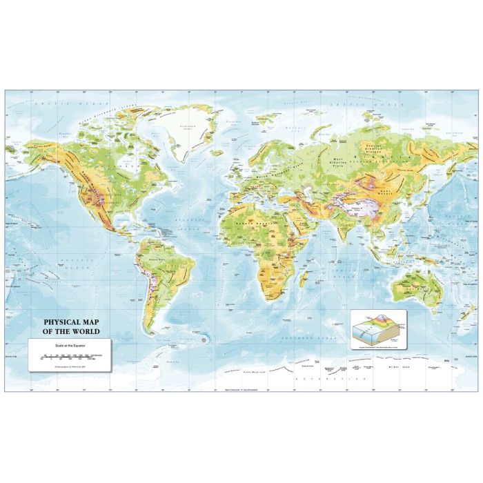 Colour Blind Friendly Children S Physical Map Of The World Small Colour Blind Friendly Children S Physical Map Of The World Small 