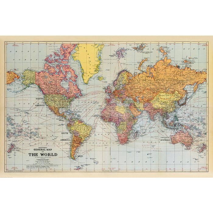 Stanford's General Map of the World (1920) - XL Size (120 x