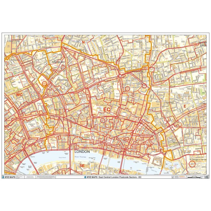 East City London - EC - Postcode Wall Map | Stanfords