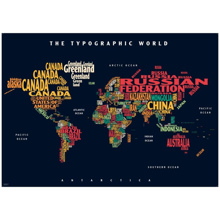 Graphy Map Graphic Map World - colours, black background | Stanfords