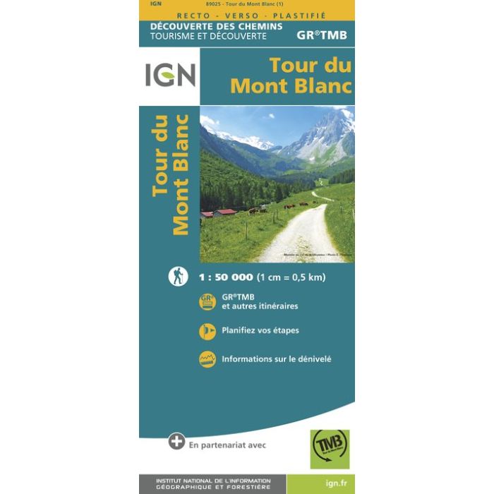 Tour du Mont Blanc, France [89025] IGN Path Discovery Map 1:50,000