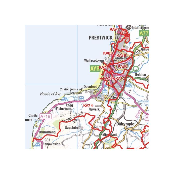 Ka12 Postcode Kilmarnock - KA - Postcode Wall Map | Stanfords