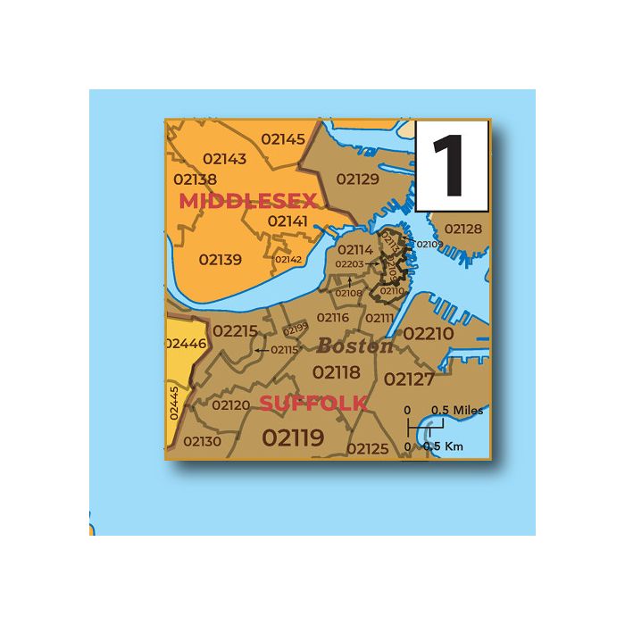 Massachusetts ZIP Code Map with Counties - Extra Large