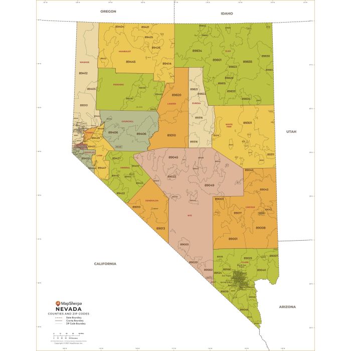 Nevada ZIP Code Map With Counties Standard Stanfords Nevada Zip Code Map With Counties Standard