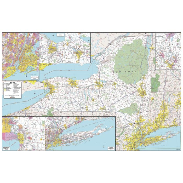 New York State Wall Map Large Stanfords New York State Wall Map Large 