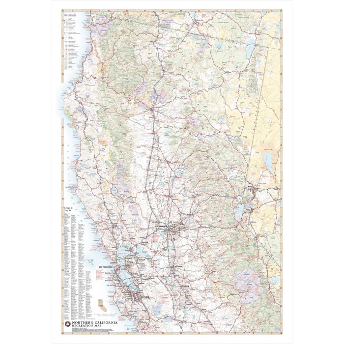 Northern California Recreation Wall Map | Stanfords