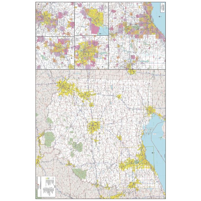 Ohio State Wall Map - Extra Large | Stanfords