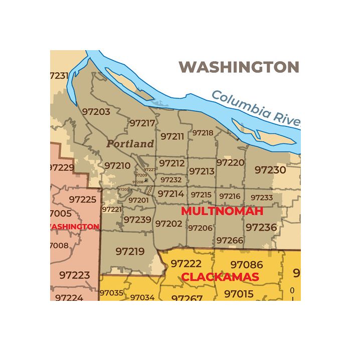 Oregon ZIP Code Map with Counties - Large Map | Stanfords