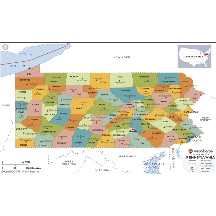 Pennsylvania Counties Map Extra Large Map Stanfords Pennsylvania Counties Map Extra Large
