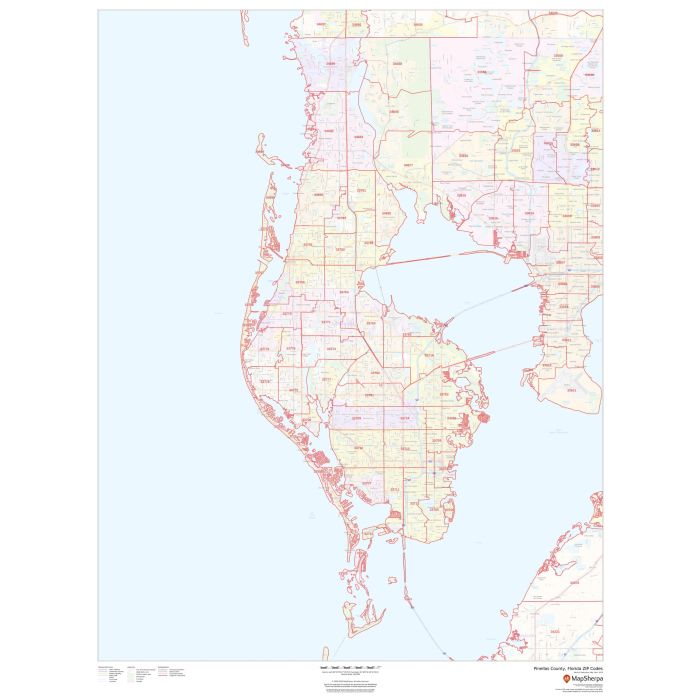 Pinellas County, Florida ZIP Codes Map Stanfords