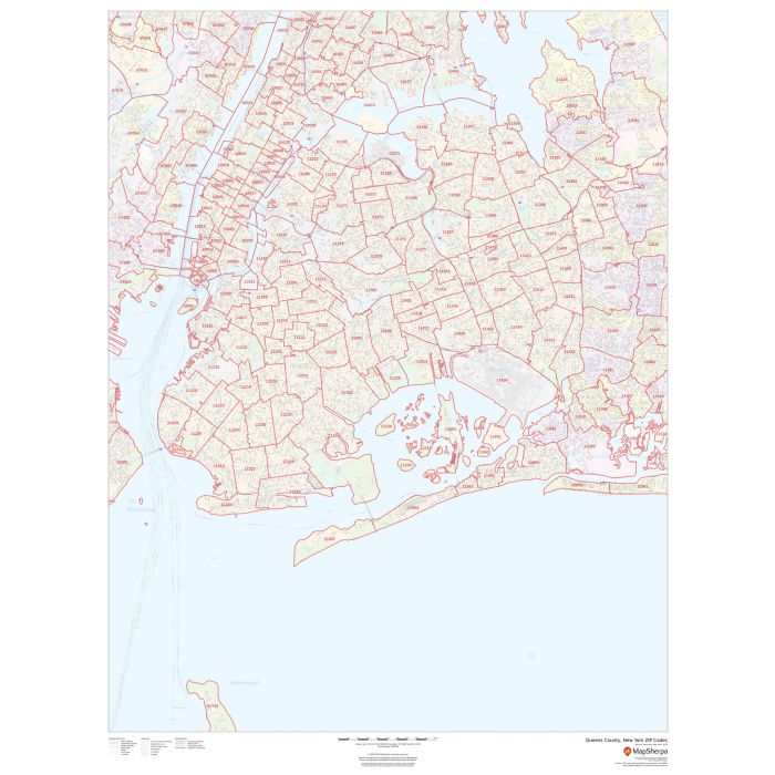 Queens County, New York ZIP Codes Map Stanfords