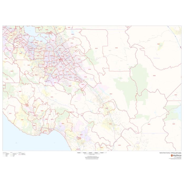 Santa Clara County, California ZIP Codes Map | Stanfords