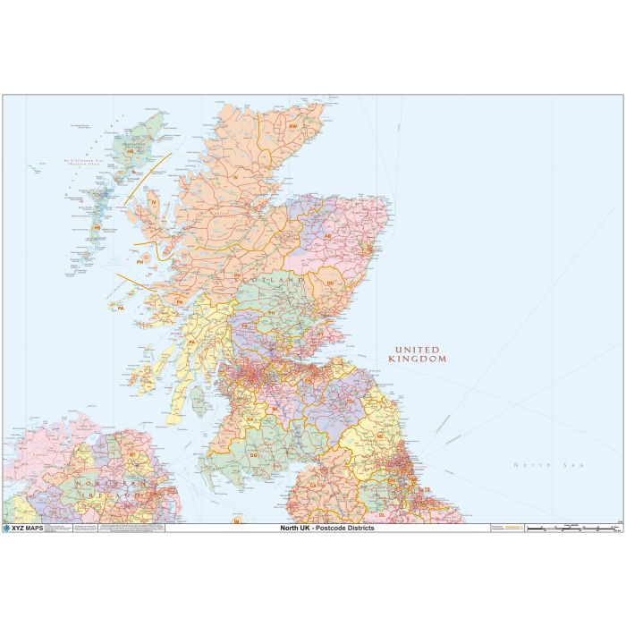 Scotland Postcode District Wall Map (D10) Map | Stanfords