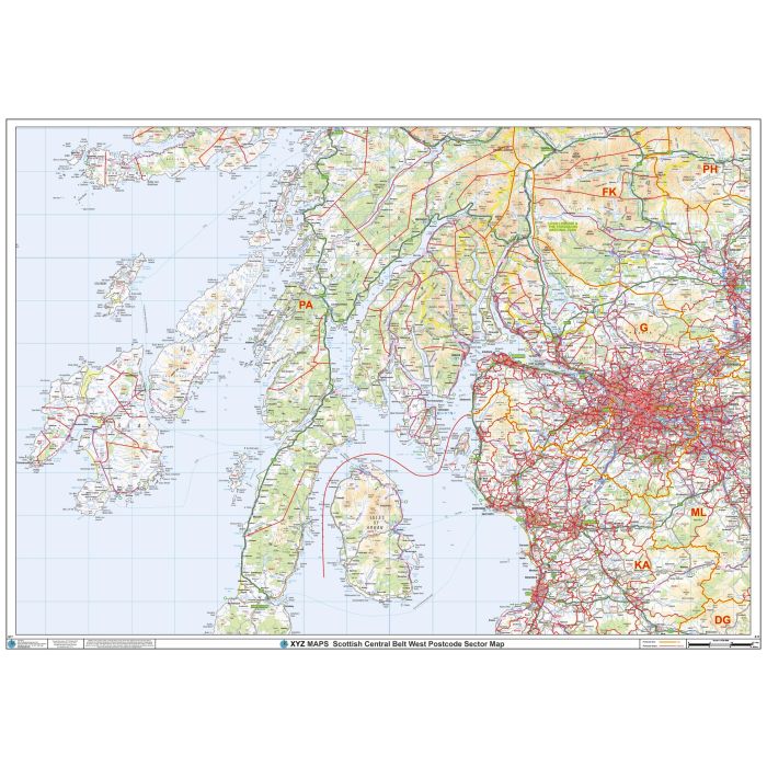 Scottish Central Belt West Postcode Sector Wall Map (S17) Map | Stanfords