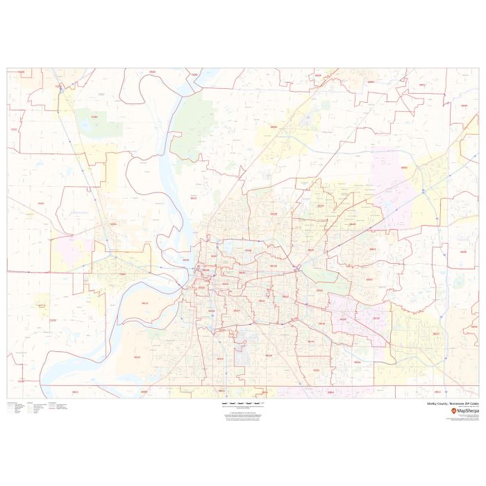 Shelby County, Tennessee ZIP Codes Map | Stanfords