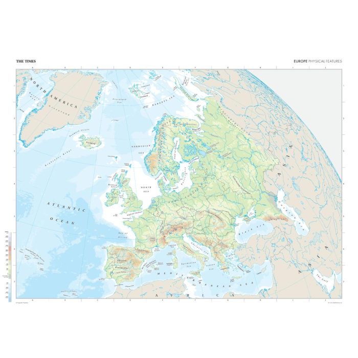 The Times Map Of Europe Physical Features Compact Stanfords The Times Map Of Europe Physical Features Compact 