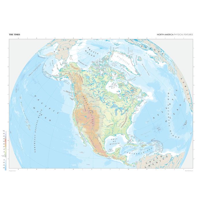 The Times Map of North America - The Times Map Of North America Physical Features