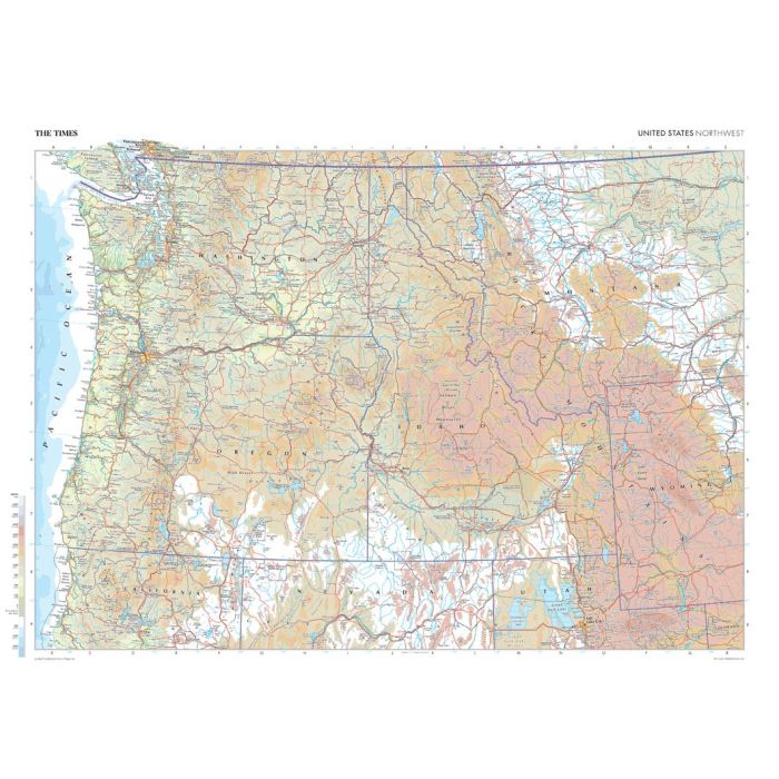 Nw Map Scale The Times Map of the United States (Northwest) - Compact | Stanfords