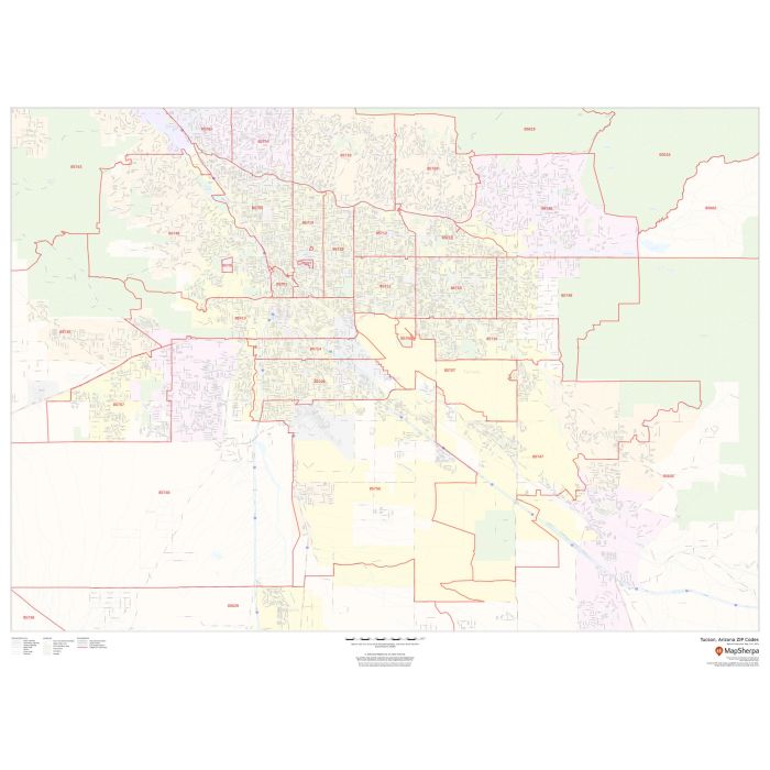 Tucson, Arizona ZIP Codes Map Stanfords