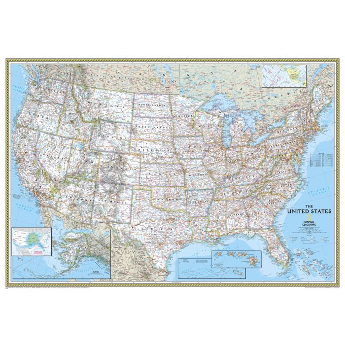 United States Classic Enlarged Map in Black Tone