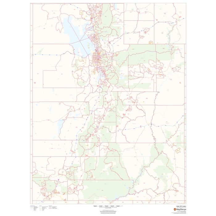 Atlanta, GA Region Business Wall Map with Zip Codes 66x48