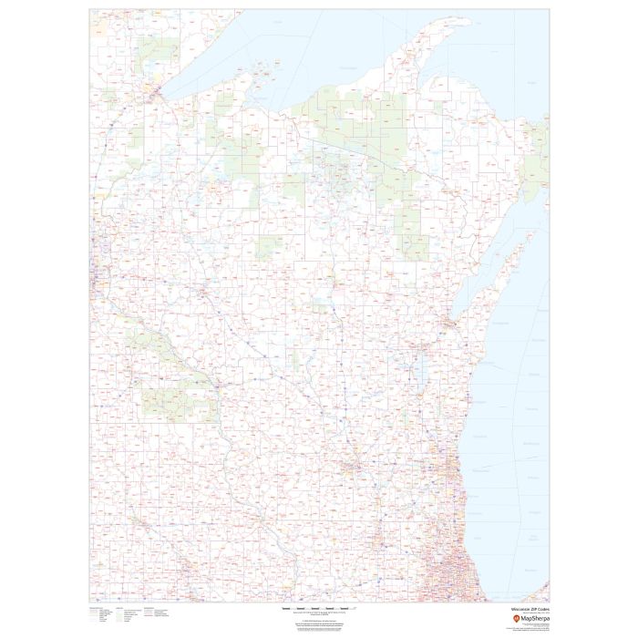 Wisconsin ZIP Code Map Stanfords Wisconsin Zip Code Map