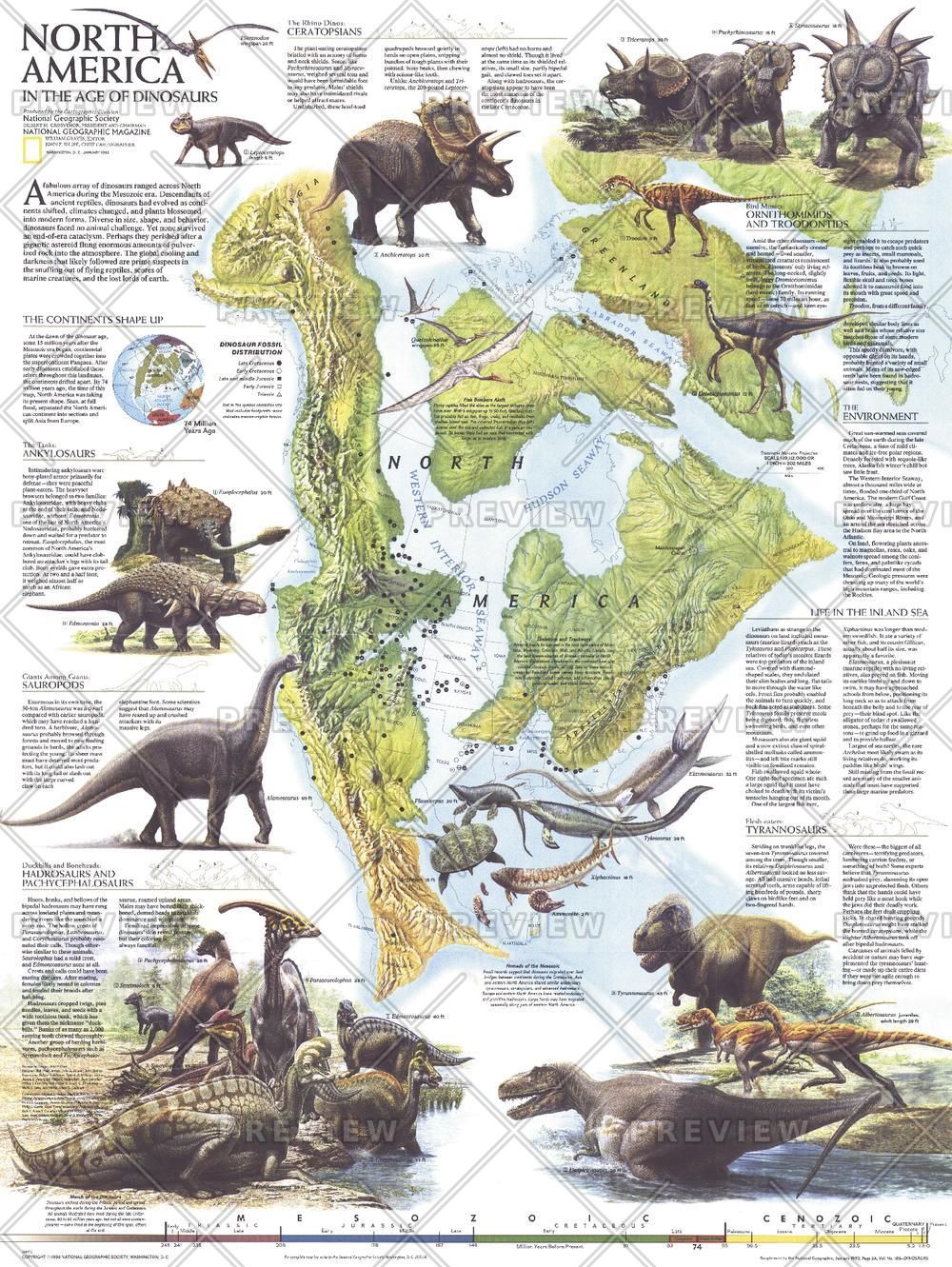 North America in the Age of the Dinosaurs - Published 1993 | Stanfords