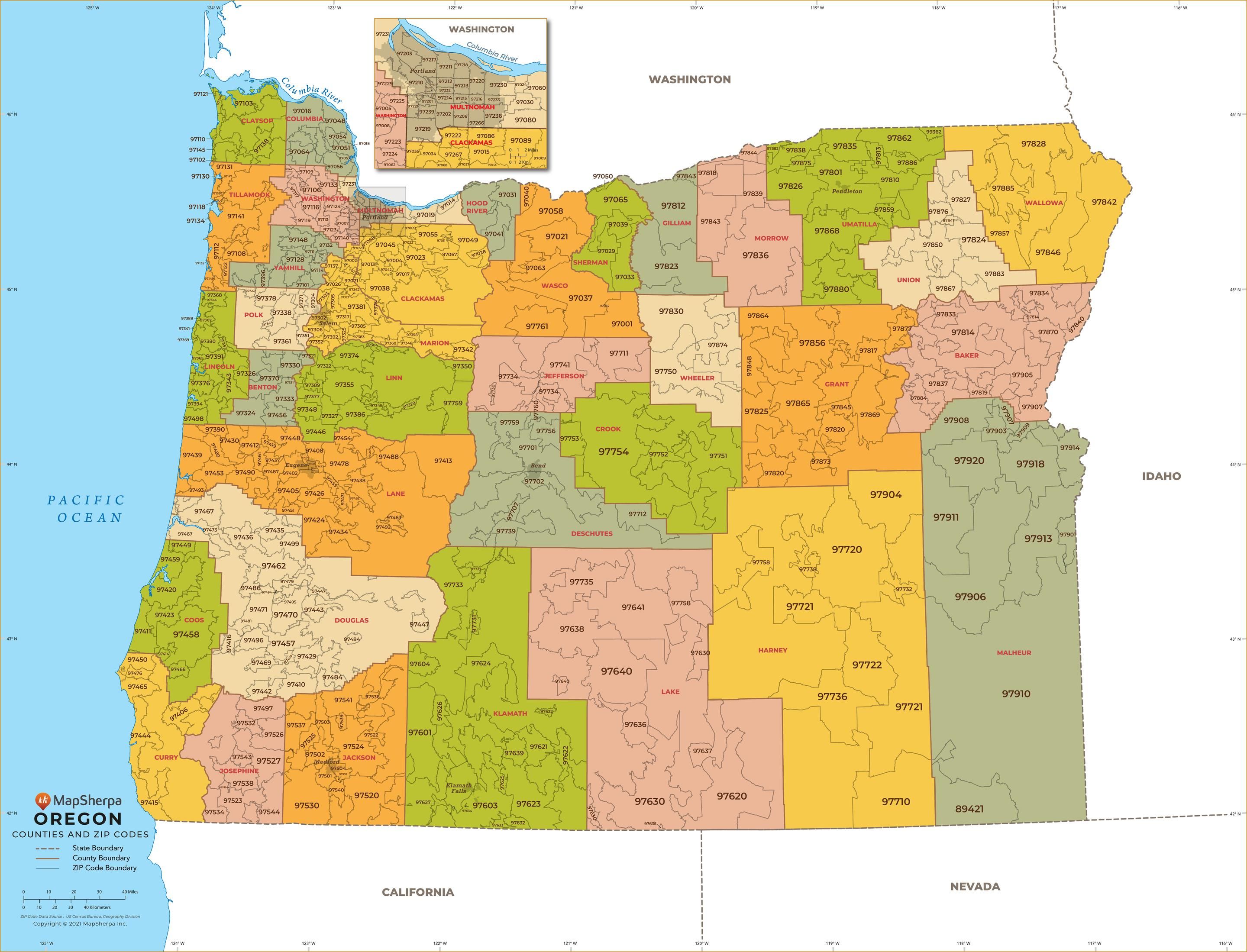 Montana ZIP Code Map with Counties - Standard | Stanfords