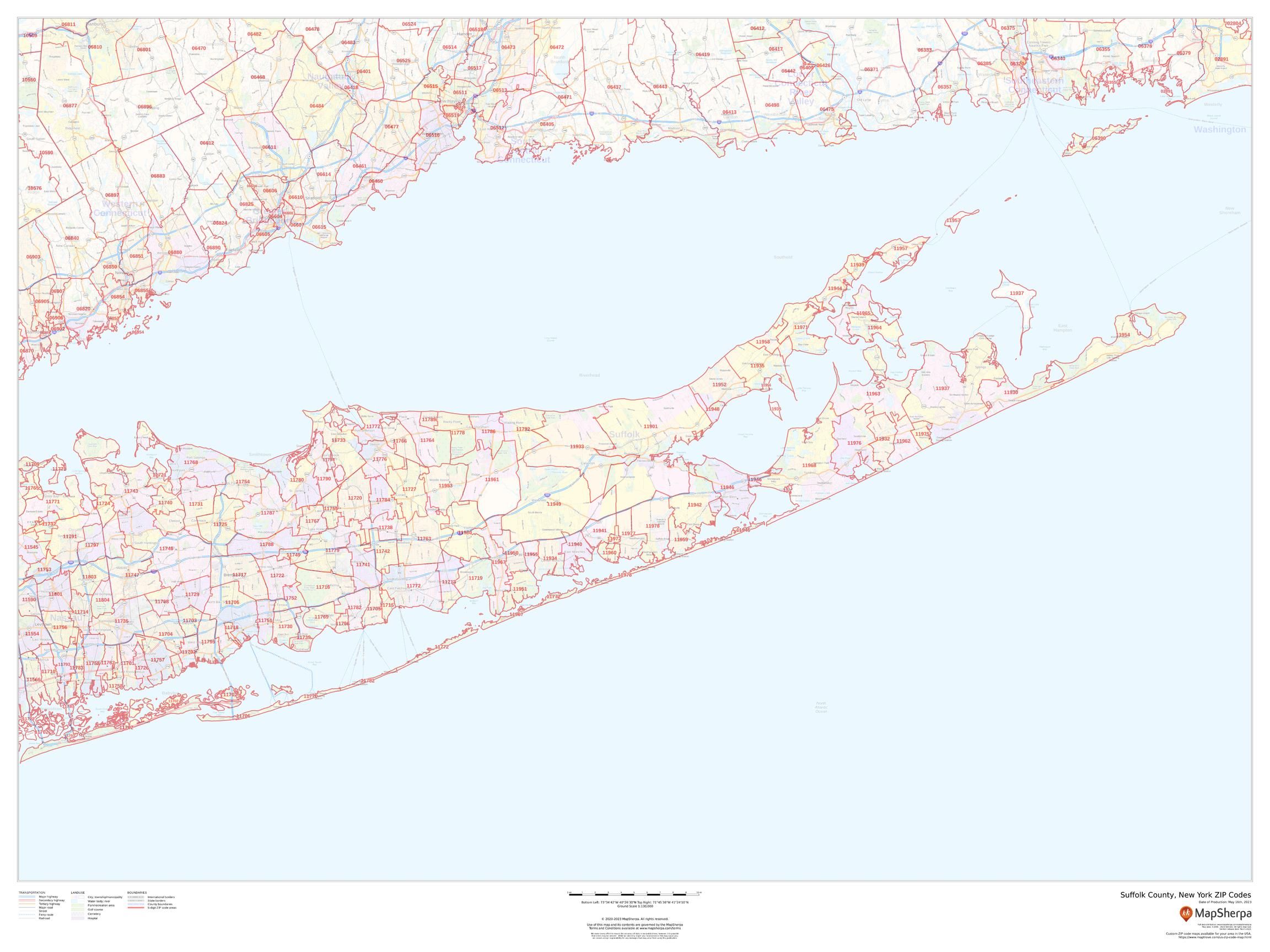 Suffolk County Zip Code Map