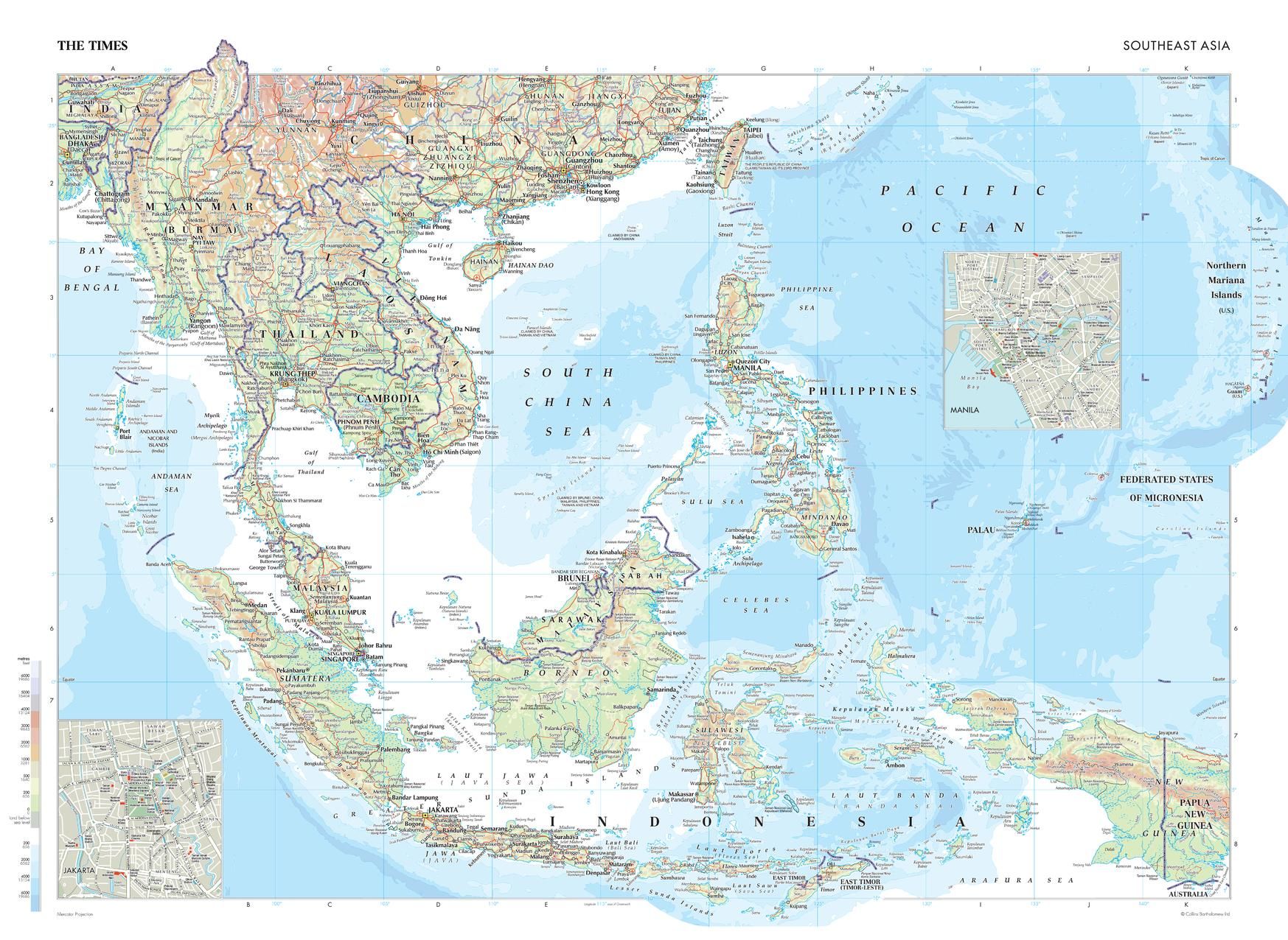 Map Of Southeast Asia With Cities Detailed Map Of Thailand Nations