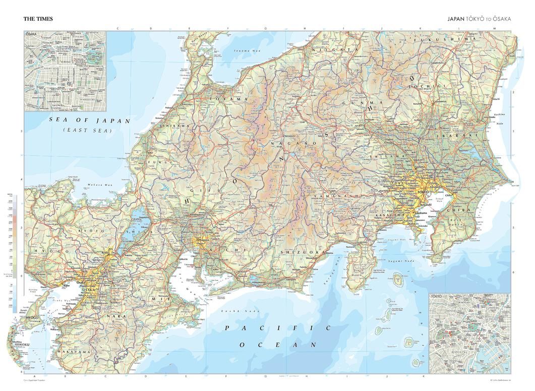 The Times Map of Japan: Tokyo to Osaka - Compact | Stanfords